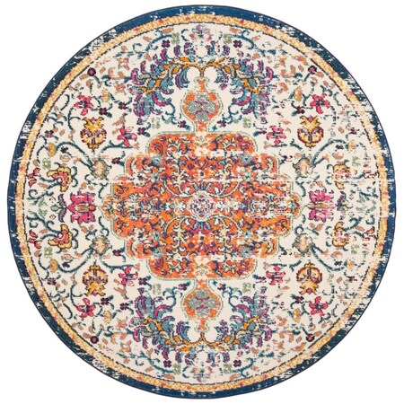 Safavieh 5 x 5 ft. Madison 400 Power Loomed Round Area Rug; Ivory & Orange MAD447A-5R